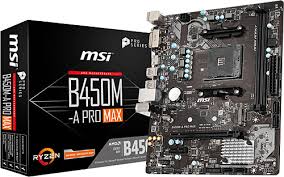 MSI B450M-A PRO MAX  AMD RYZEN AM4 DDR4 3466MHZ(OC) DVI+HDMI M.2 USB3.1 mATX