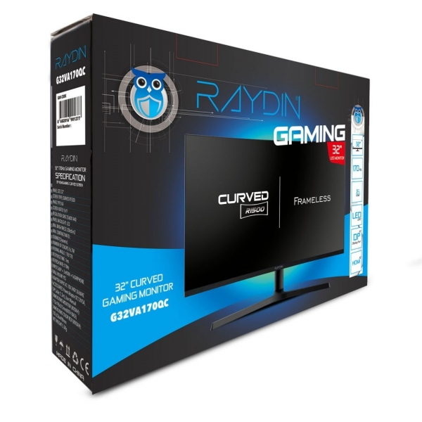 32" RAYDIN  G32VA170QC  Freesync 2k QUAD HD R1800  170Hz VA CURVED GAMING LED  Monitör HDMI+Dport 1Ms